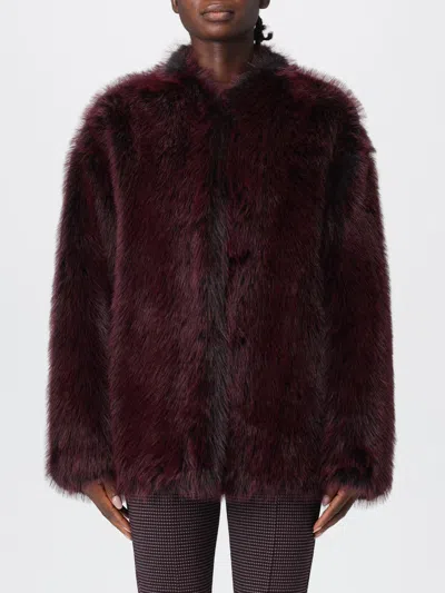 PATRIZIA PEPE FUR COAT PATRIZIA PEPE WOMAN COLOR BURGUNDY,435702050
