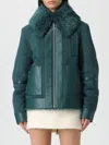 Patrizia Pepe Deep Green Reversible Short Fluffy Jacket In Green