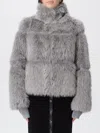 Patrizia Pepe Short Gray Fluffy Coat In White