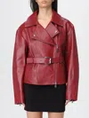 Patrizia Pepe Red Leather Jacket With Frontal Zip Closure In Red