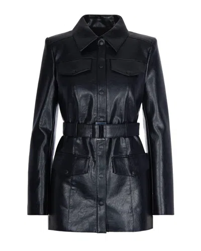 PATRIZIA PEPE JACKET WITH BLACK COATED FABRIC BELT