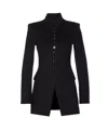 Patrizia Pepe Mandarin-collar Button-fastening Fitted Jacket In Black