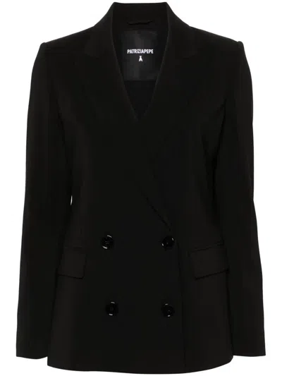Patrizia Pepe Double-breasted Blazer In Black