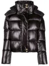 Patrizia Pepe Hooded Puffer Jacket In Black