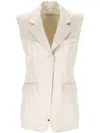 Patrizia Pepe Ivory Sleeveless Jacket In Ceramic Ivory