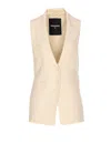 Patrizia Pepe Ivory Vest With Frontal Buttons Closure In White