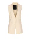 Patrizia Pepe Ivory Vest With Frontal Buttons Closure In White