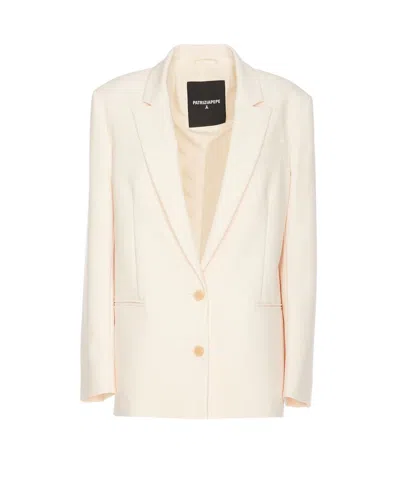 Patrizia Pepe Buttoned Twill Blazer For Women In White