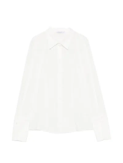 Patrizia Pepe Jacquard-patterned Poplin Shirt In White