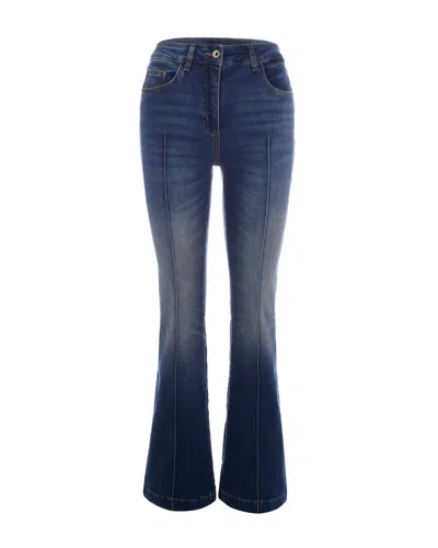 Patrizia Pepe Logo-button Flared Jeans In Blue
