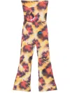Patrizia Pepe Rubberised-logo Trousers In Yellow