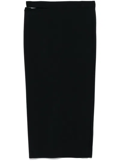 Patrizia Pepe Jersey Midi Skirt In Black