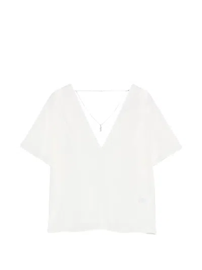Patrizia Pepe Jewel-detail V-neck Blouse In White