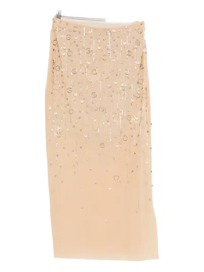 Patrizia Pepe Jeweled Midi Skirt In Neutral