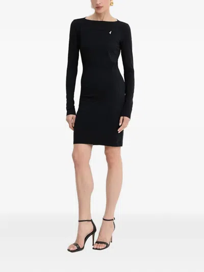 Patrizia Pepe Keyhole-neckline Zip-cuff Dress In Black