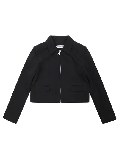 Patrizia Pepe Kids Hooded Short Zip Jacket In Black