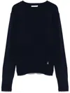 Patrizia Pepe Classic Black Cashmere Sweater In Blue