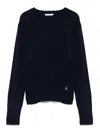 Patrizia Pepe Classic Black Cashmere Sweater In Dark Blue