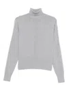Patrizia Pepe Roll-neck Ribbed Sweater In Gray