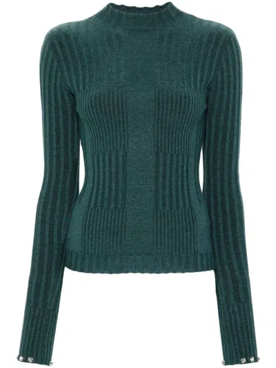 Patrizia Pepe Spike-studs Sweater In Green