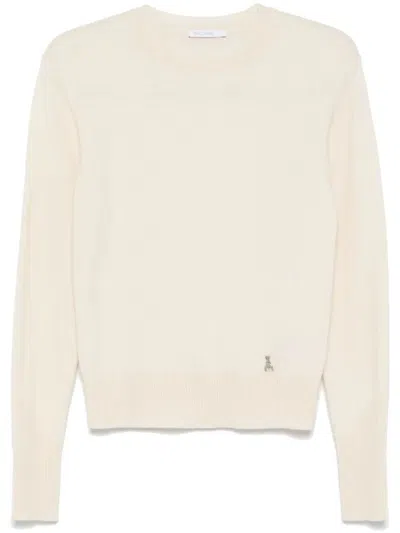 Patrizia Pepe Knit Sweater In Cashmere In Neutral