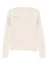 Patrizia Pepe Fringe V-neck Sweater In Gray