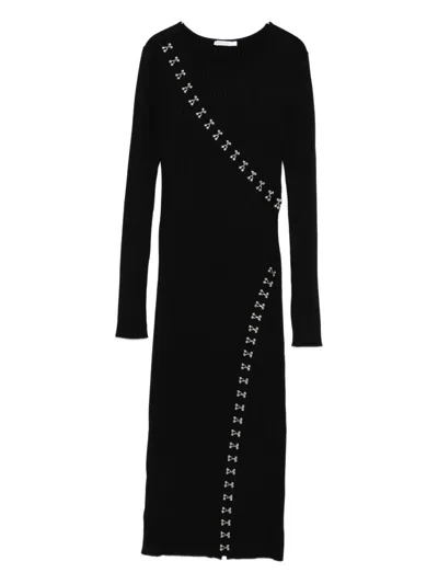 Patrizia Pepe Knitted Midi Dress In Black