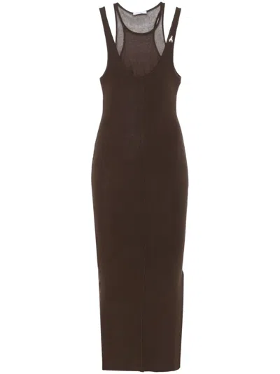 Patrizia Pepe Knitted Midi Dress In Brown