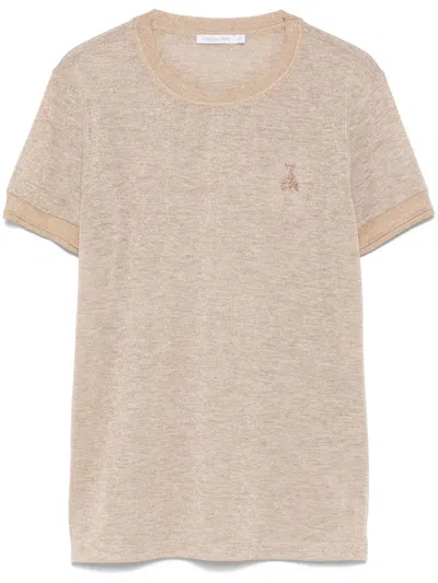 Patrizia Pepe Knitted T-shirt In Brown