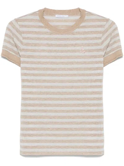Patrizia Pepe Knitted T-shirt In Neutrals