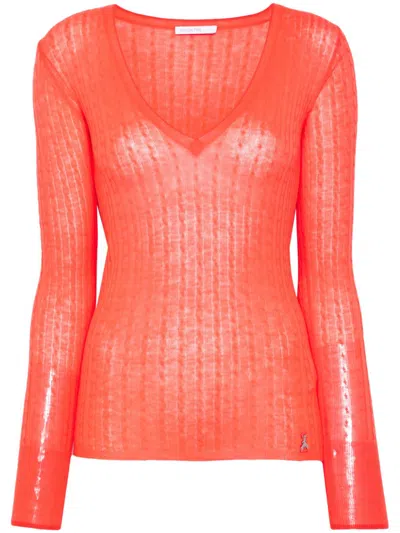 Patrizia Pepe Knitted Top In Orange