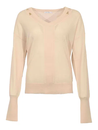 Patrizia Pepe Knitted Wool Sweater In Pink