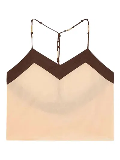 Patrizia Pepe Knot-detail V-neck Tank Top In Neutral