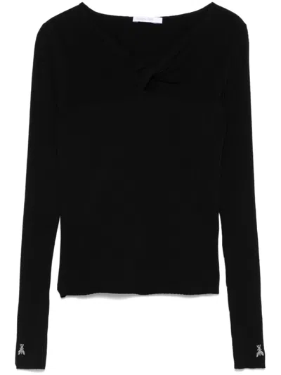 Patrizia Pepe Pullover Mit Knotendetail In Black