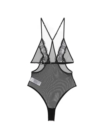 Patrizia Pepe Lace Bodysuit In Black