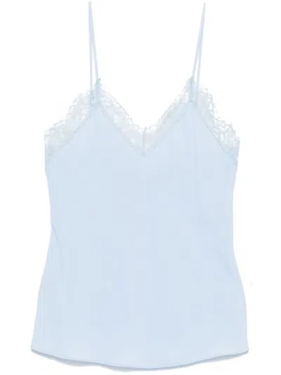 Patrizia Pepe Lace-detailed Tank Top In Blue