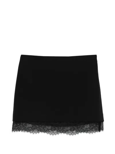 Patrizia Pepe Lace-hem Mini Skirt In Black