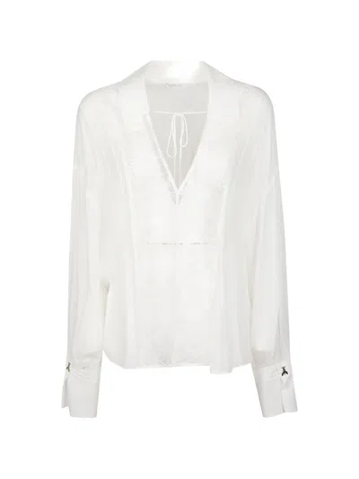 Patrizia Pepe Lace Long-sleeves Blouse In White