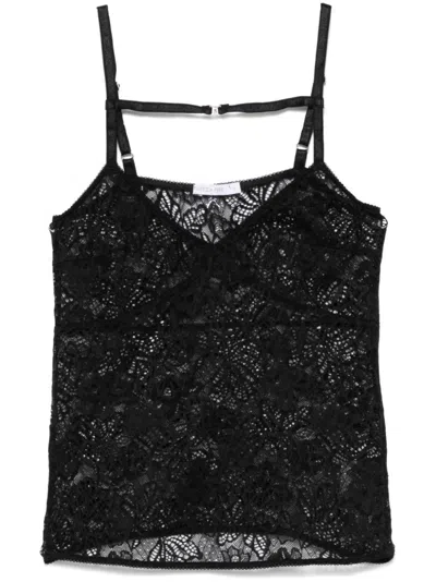 Patrizia Pepe Lace Tank Top In Black