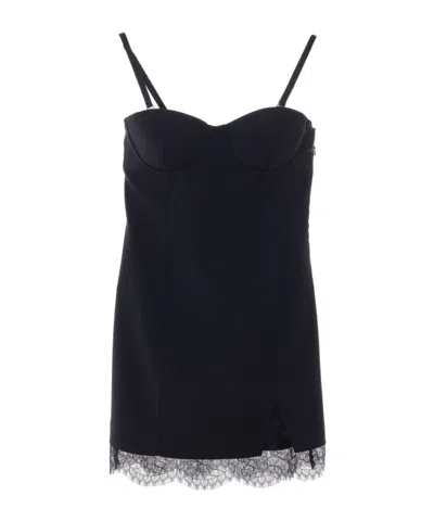 Patrizia Pepe Lace-trim Sheath Mini Dress In Black