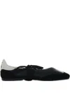 Patrizia Pepe Lace-up Leather Ballet Flats In Black