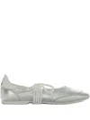 Patrizia Pepe Lace-up Leather Ballet Flats In Silver