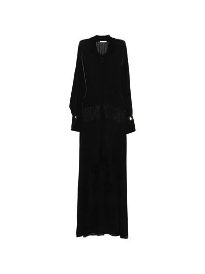Patrizia Pepe Lace-detail Asymmetric Dress In Black