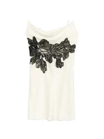 Patrizia Pepe Lace-detail Mini Dress In White