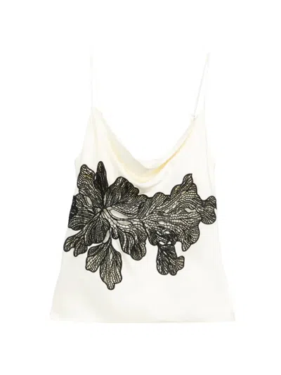 Patrizia Pepe Lace-detail Sleeveless Top In Nude