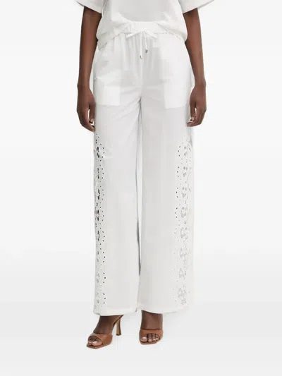 Patrizia Pepe Lace-insert Drawstring Trousers In White