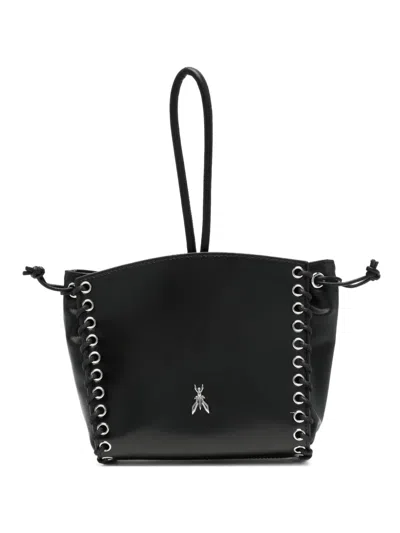 Patrizia Pepe Lace-up Leather Clutch Bags In Black