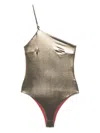 Patrizia Pepe Lamé-effect Swimsuit In Gold