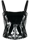 Patrizia Pepe Laminated Corset Tank Top In Black