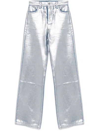 Patrizia Pepe Laminated Jeans In Silver
